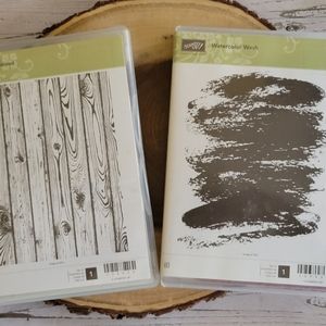 Stampin up Hardwood and Watercolor Wash background stamps used